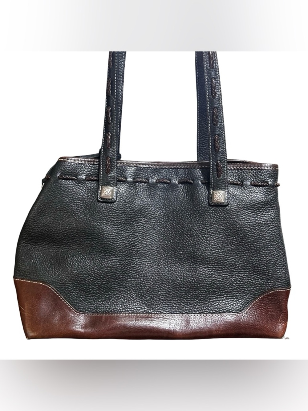 Brighton Black Brown Pebbled Leather Shoulder Bag Purse Kendall Style Western